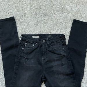 Ag Adriano Goldschmied The Sophia Black Vintage High Waisted Skinny Jeans